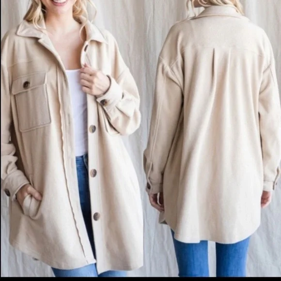 Western Style Plush Button Ip Shirt Jacket Shacket NWT - Picture 4 of 8